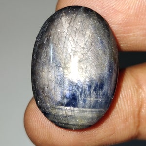 Star Blue Sapphire Oval Cabochon for Jewelry, September Gemstone for Anniversary Gift, Unique Medagascar Star Sapphire, 26×18.5×8.8 mm, 50 C