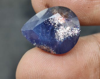 Natural Iolite Sunstone Gems, Faceted Bloodshot Iolite Gems. Beautiful Piece For Jewelry Making, 16.7x13.7x8.3 mm, 10.55 Carats