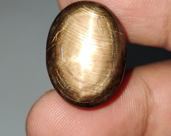 Cabujón de zafiro dorado estrella natural de calidad AAA, piedra preciosa de zafiro dorado estrella sin tratar, zafiro estrella suelto, 21 × 16 × 9,8 mm, 40 quilates