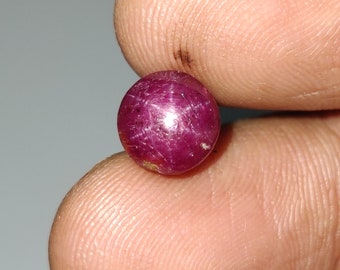 Natural Red Star Ruby Cabochon, Loose Star Ruby Gemstone, No Heat Star Ruby Cabochon, 8.2x6.5 mm, 5.25 Carats