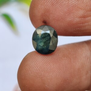 Natural Australian Dark Green Sapphire Gemstone, Loose Sapphire Gemstone, Faceted Green Sapphire For Gift, 9.3×8×4.2 mm, 3.80 Carats
