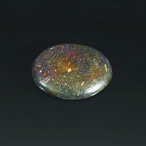 Natural Black Opal Cabochon, Black Matrix Opal Cabochon, Andamooka Opal Gemstone, Rainbow Opal Gems, 18x15x3.5 mm, 5.60 carats