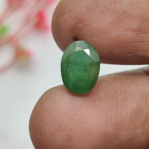 Natuurlijke Zambiaanse smaragd edelsteen, gefacetteerde groene smaragd edelsteen, onbehandelde smaragd cadeau, 10,4 x 7,6 x 5 mm, 2,70 karaat