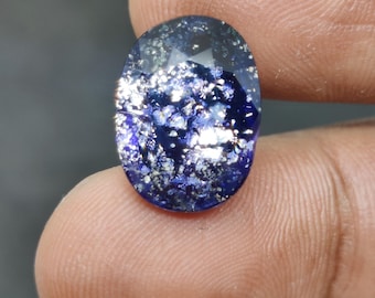 Natuurlijke ioliet zonnesteen edelstenen van AAA-kwaliteit, gefacetteerde bloeddoorlopen ioliet-edelstenen. Prachtig stuk om sieraden te maken, 15,8 x 11,6 x 6,9 mm, 8,50 karaat