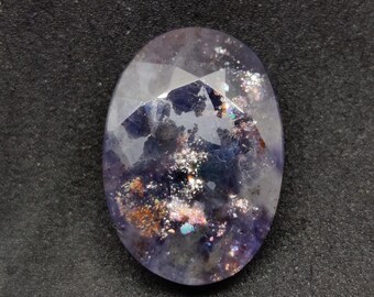 Natural Iolite Sunstone Gemstone, Faceted Bloodshot Iolite Gems. Beautiful Piece For Jewelry Making, 21.8x15.2x7.1 mm, 15 Carats