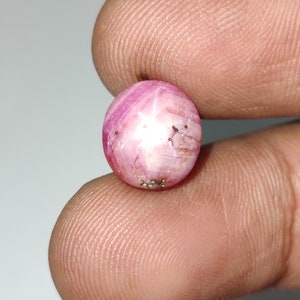 Geometric Pattern Star Pink Sapphire Gemstone, Geometric Star Sapphire Cabochon, Pink Star Sapphire Cab Stone, 11x10x6 mm, 7.70 Carats