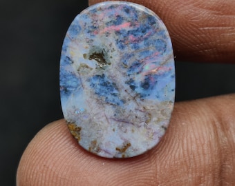 Natural Black Opal Cabochon, Australian Black Opal Loose Gemstone,  Solid Opal Cabochon , 19.5x14.5x3.6 mm, 6.30 Carats