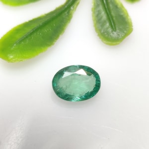 Esmeralda natural de Zambia de calidad AAA, gema de esmeralda certificada, piedra de esmeralda verde, 8,28 × 6,30 × 3,92 mm, 1,52 quilates.