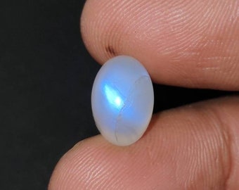 Natural Blue Moonstone Cabochon, White Rainbow Moonstone Gemstone, Loose Moonstone For Jewelry Making, 12.1×8.6×9.1 Mm, 7.80 Carats