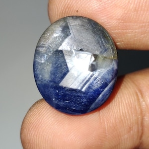 Unique  Blue Star Sapphire Cabochon, Grey Star Sapphire Gemstone, Natural Star Sapphire Gems, 20.4×17.5×5.8 mm, 24.80 Carats