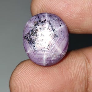 Natural Star Purple Sapphire Cabochon, Geometric Star Purple Sapphire Gemstone, Loose Star Sapphire Stone, 17×14.6×6.6 mm, 19.85 Carats