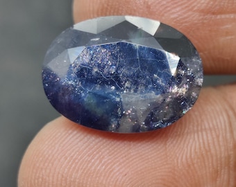 Natuurlijke ioliet zonnesteen edelstenen, gefacetteerde bloeddoorlopen ioliet edelstenen. Prachtig stuk om sieraden te maken, 18,4 x 13,7 x 8 mm, 13,10 karaat