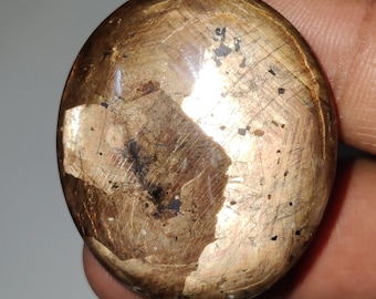 Cabujón de zafiro dorado estrella único, gema de la familia de zafiros dorados estrella, cabujón de zafiro estrella de 12 rayos, 36×31×10,5 mm, 155 quilates