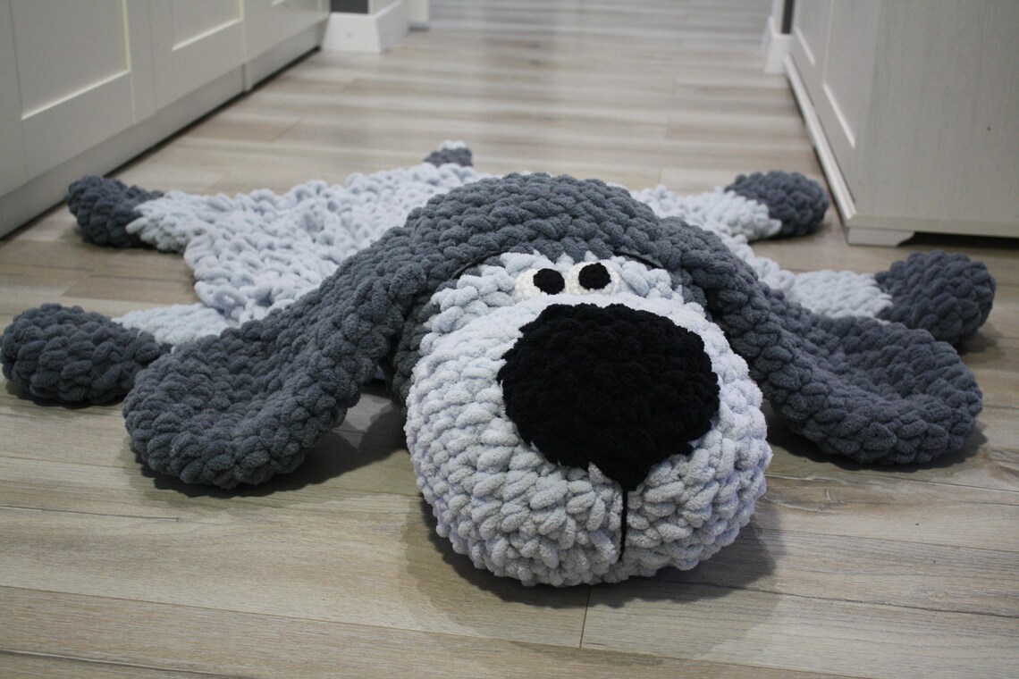 Soft Puppy Dog rug Sleeping bear for children. Сrochet circle Etsy