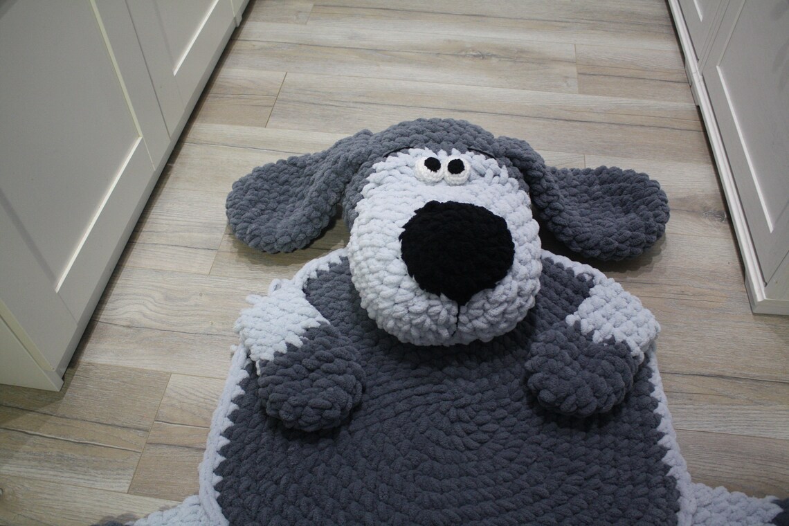 Soft Puppy Dog rug Sleeping bear for children. Сrochet circle Etsy