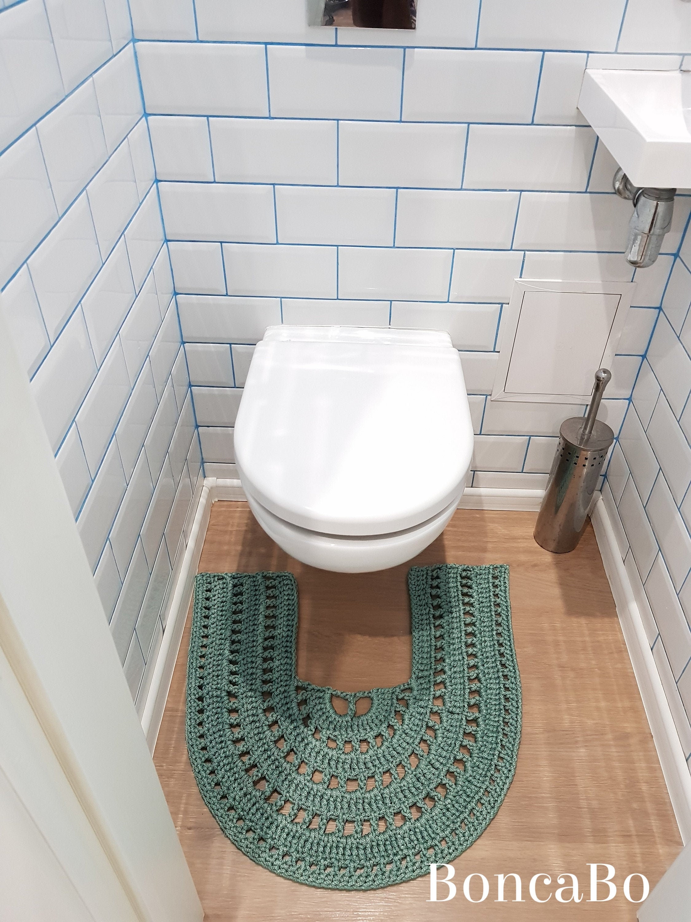 Semicircle lace rug for bathroom toilet restroom. Contour Etsy