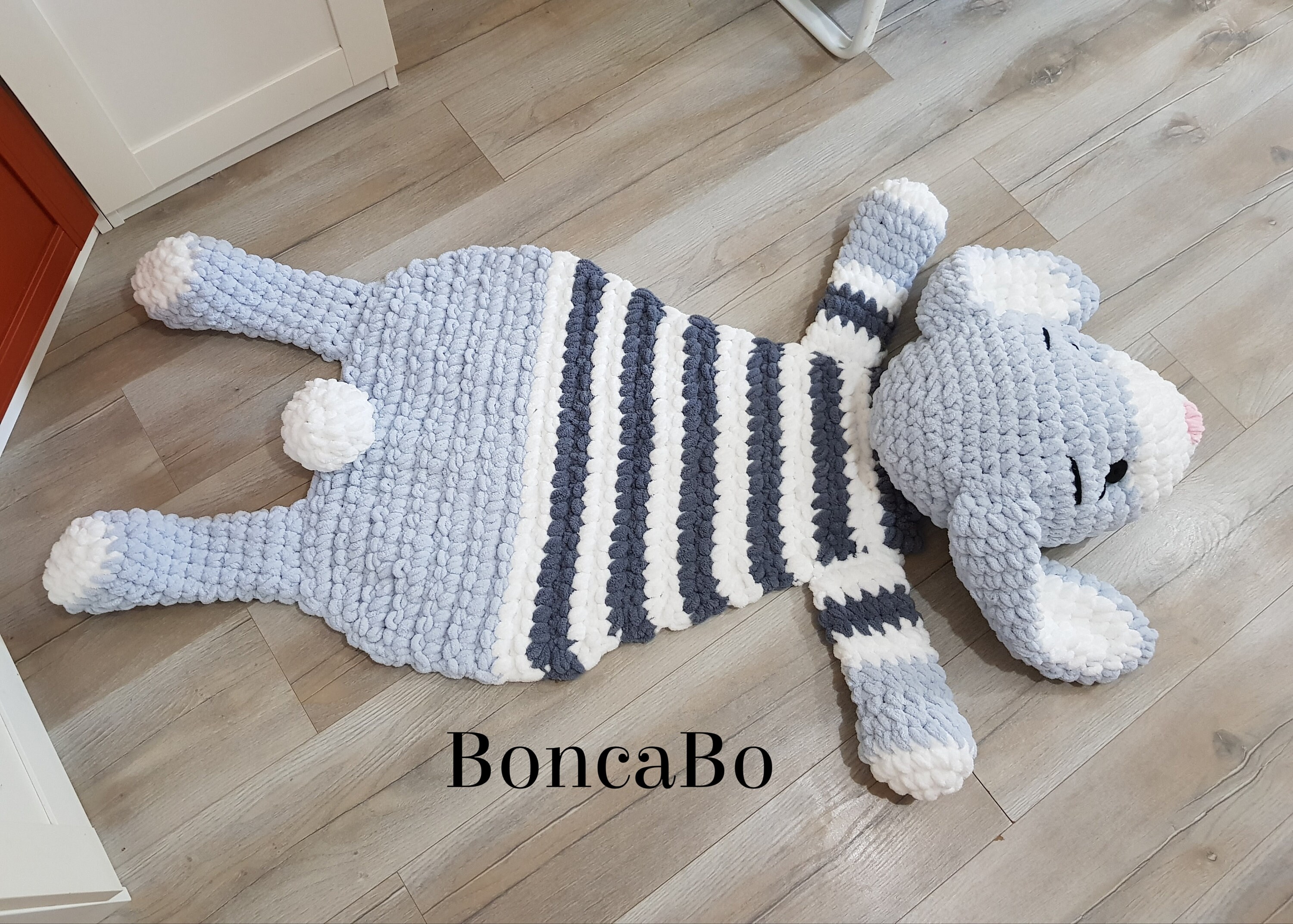 Soft Bunny rug for children. Сrochet white gray rabbit mat in Etsy