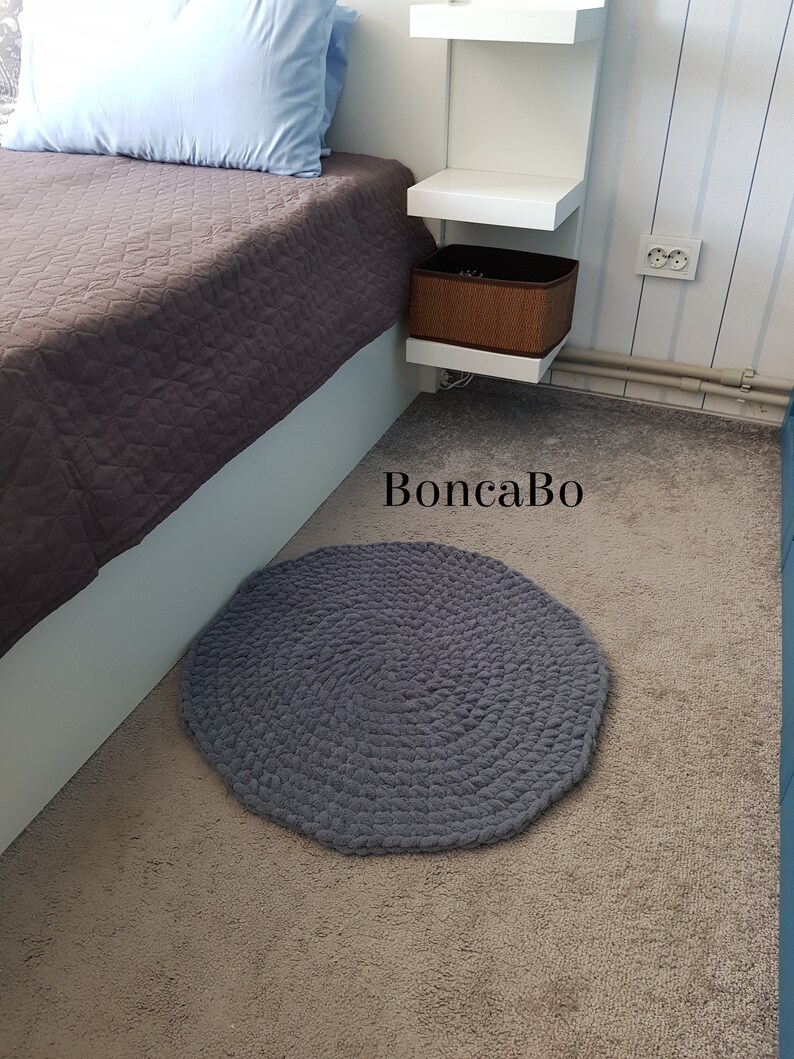 Round custom floor mat for above bed decor. Baby nursery pink Etsy