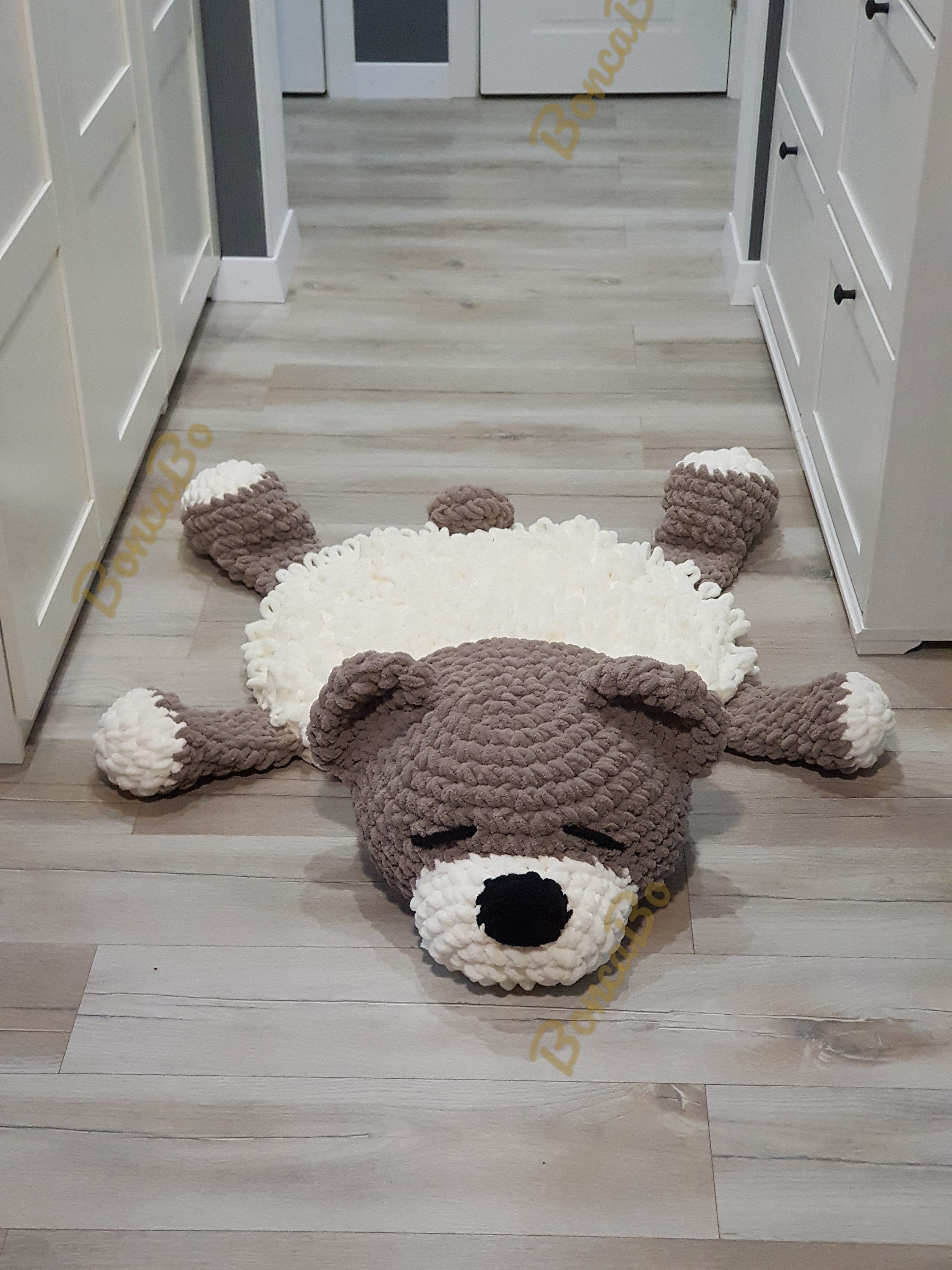 Soft Puppy Dog Rug for Children. Сrochet Circle Gray Mat in Etsy