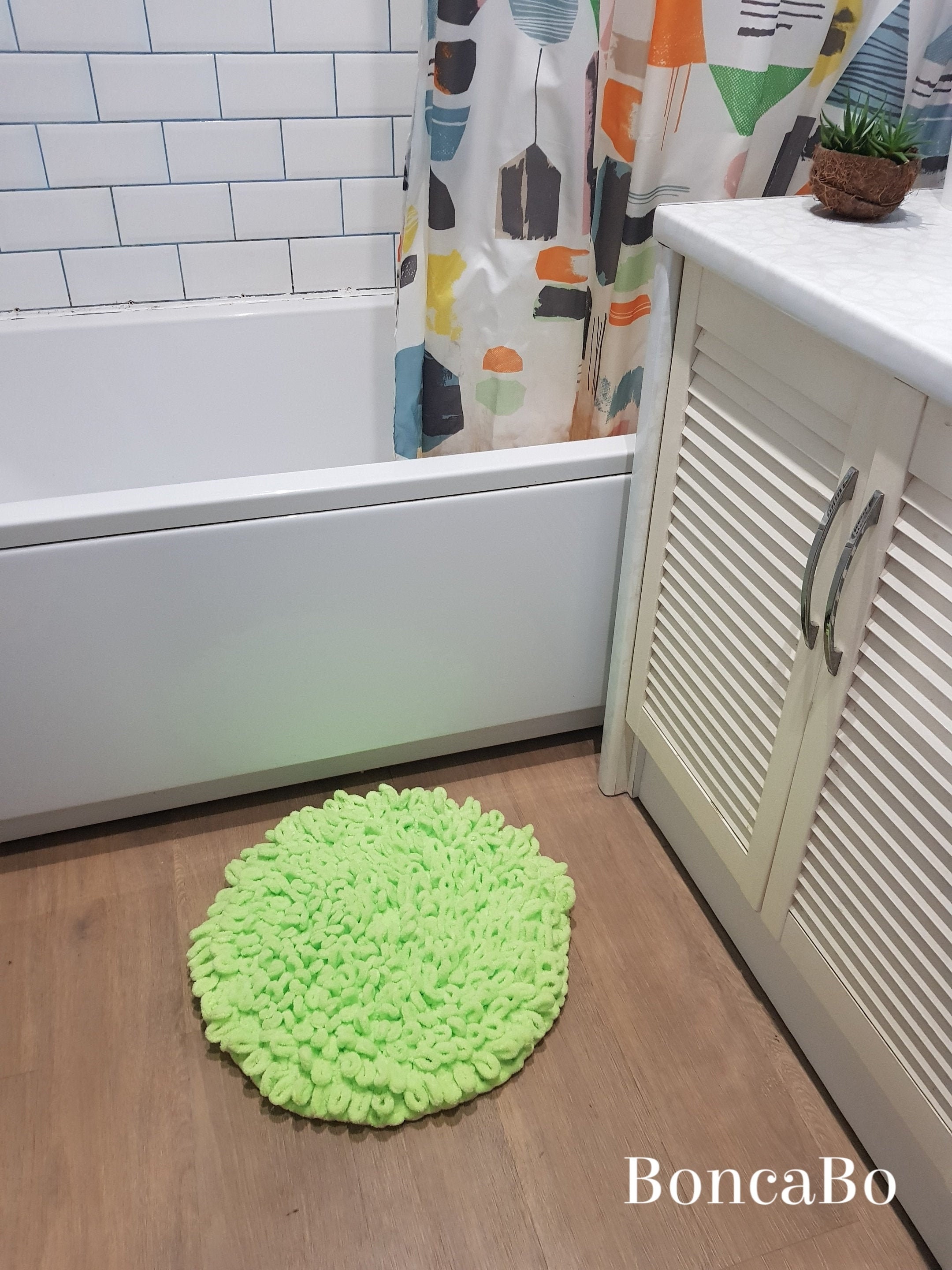 Small colorful bath rug for cute apartment decor. Crochet Etsy