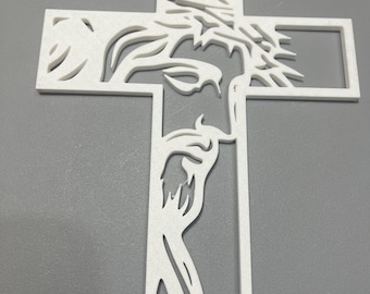 Jesus Silhouette Cross Wall Decor | 3D Printed Faith Home Accent
