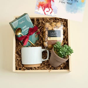 Lunar New Year Gift Box| Bulk Employee Lunar New year Succulent Gift w Hand Poured Soy Candle | Year of the Fire Horse Gift | Tet Gift BOX 5 Classic
