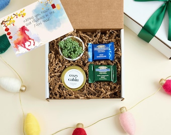 Lunar New Year Gift Box| Bulk Employee Lunar New year Succulent Gift w Hand Poured Soy Candle | Year of the Fire Horse Gift | Tet Gift