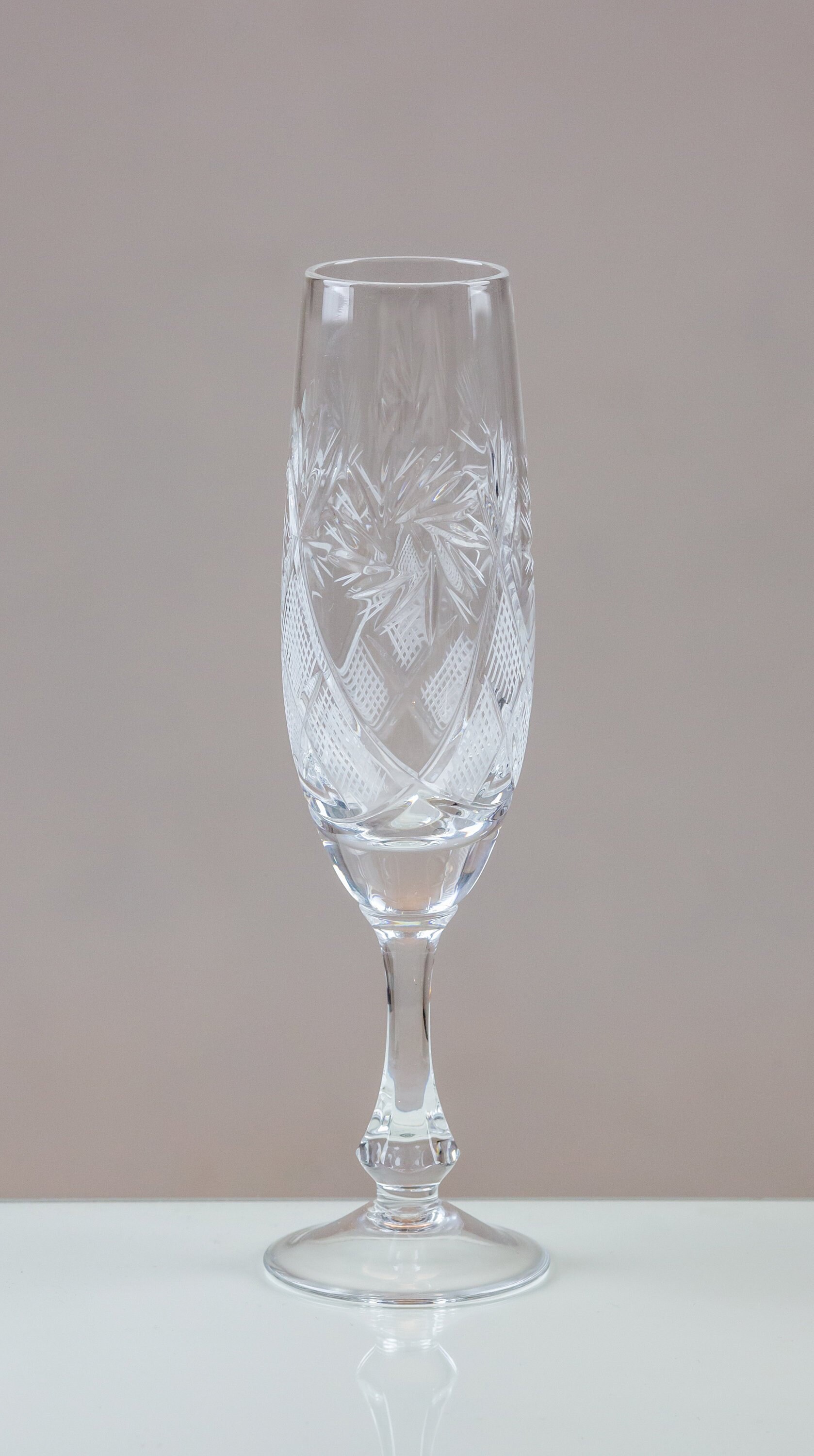 Thistledown 6 Champagne Flutes 24 Cut Lead Crystal Handmade Etsy