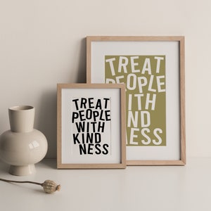 Treat people with kindness typography wall print available in six colours | Positive quote | Home decor | Living room | Children | TPWK