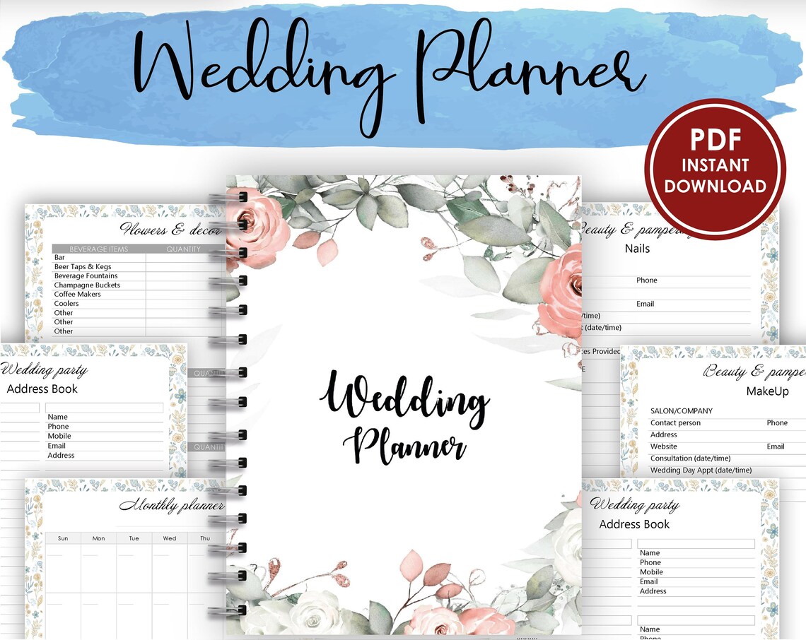 Wedding Planner Printable Editable Cover Editable Wedding Etsy