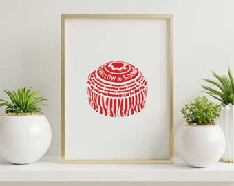 Printable A4 wall art - Tunnock's Teacake digital print - handmade digital illustration - downloadable art - quirky art