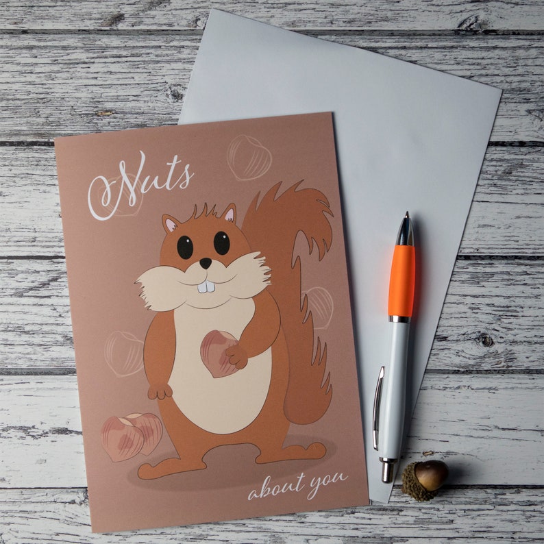 Nuts about you cute squirrel greeting card image 1