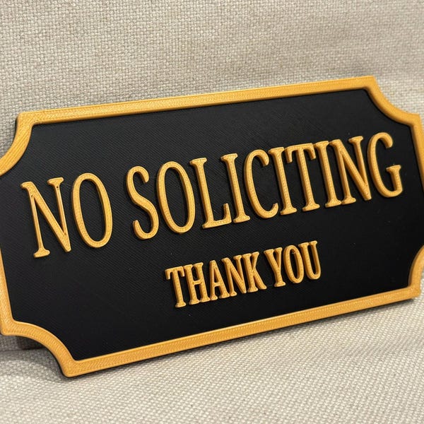 No Soliciting 3D Printed Sign | Modern Door Sign | Front Door Warning | Home Office Decor | Easy Mount Wall Plaque