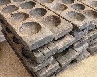 4 Hole Large Wooden Sugar Mold Candle Holder Primitive Antique Rustic 35-37/"