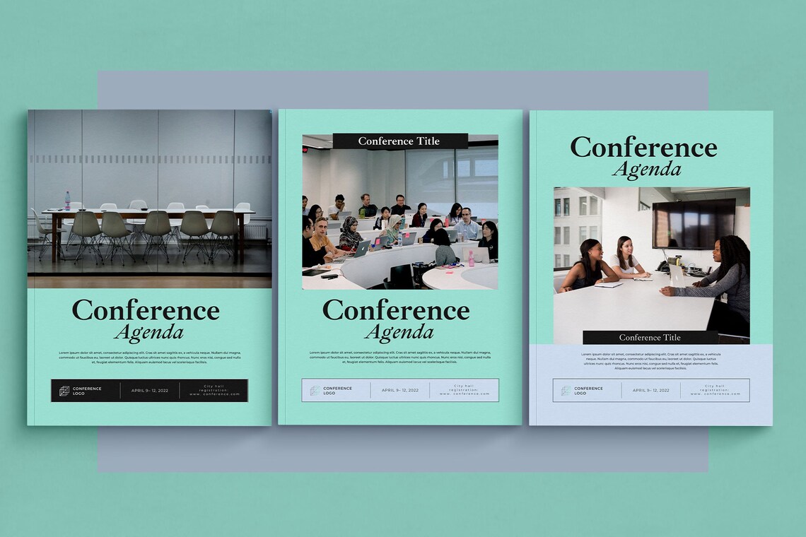 Conference agenda canva template Business brochure template | Etsy
