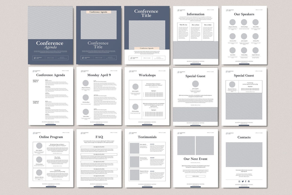 Conference agenda canva template Business brochure template | Etsy