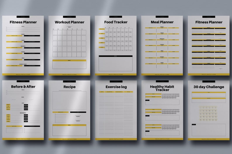 Fitness Planner Kit Canva Template workout planner meal Etsy