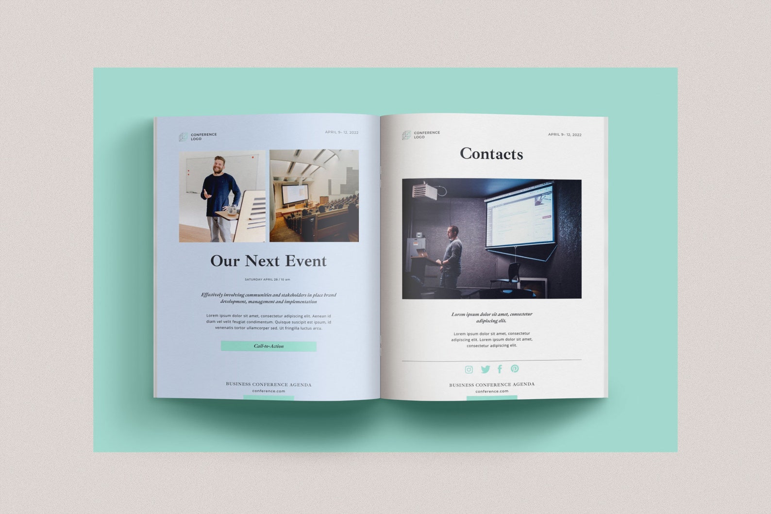 Conference agenda canva template Business brochure template | Etsy