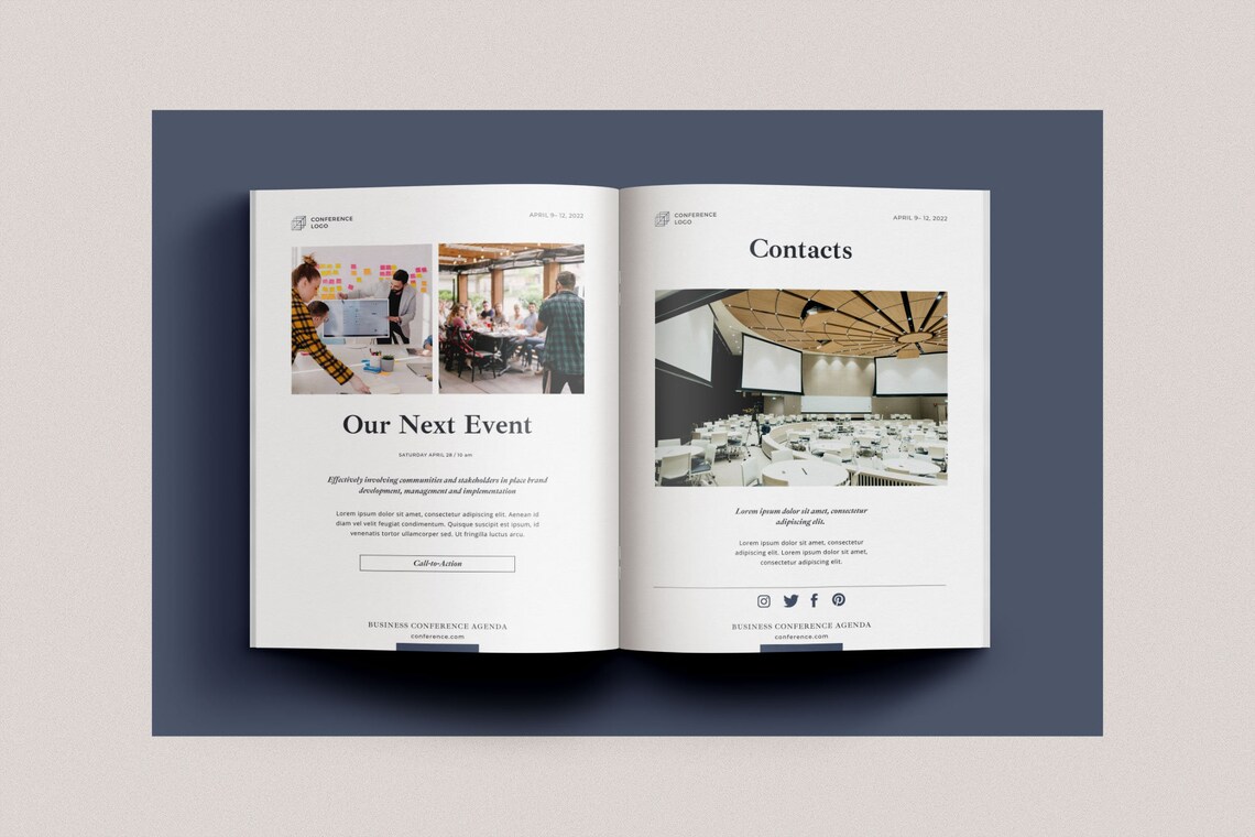 Conference agenda canva template Business brochure template | Etsy