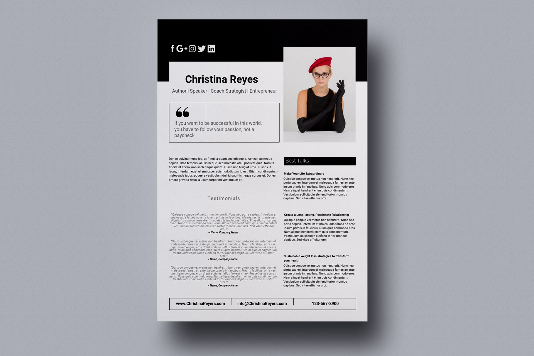 Speaker One Sheet / Event Promo Flyers / Canva Template Etsy