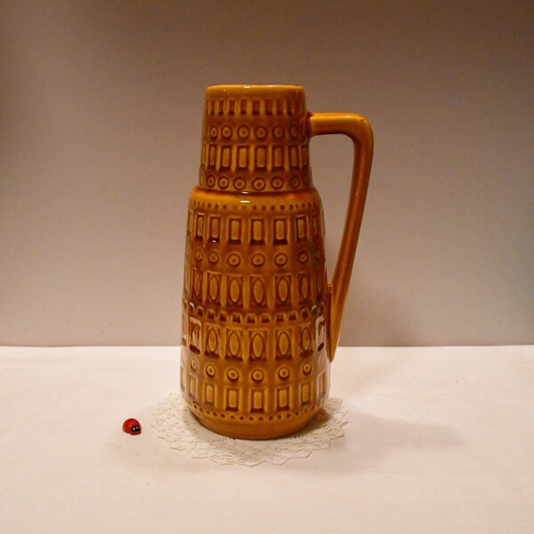 Scheurich Henkelvase 416-26 "Inka" aus Keramik / ockerfarben / 60er 70er / West German Pottery / Vintage / Retro / Wohndeko / Fat Lava