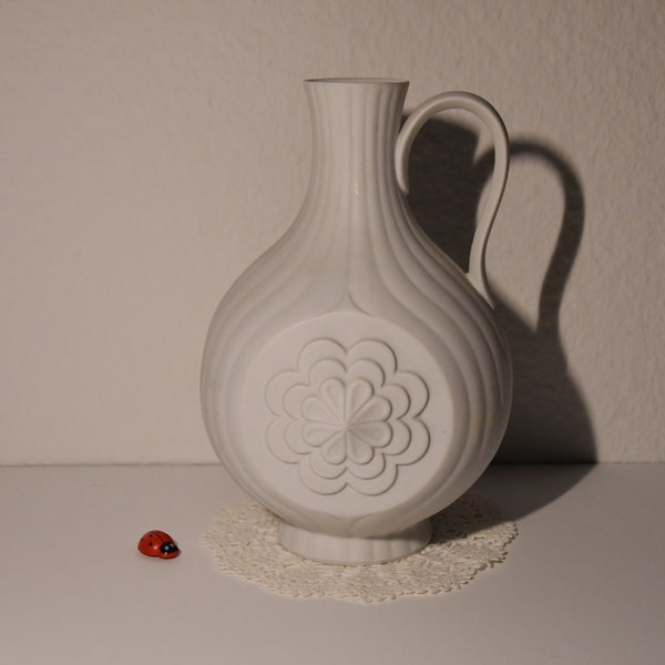 tolle Henkelvase von Winterling Mühlbach aus Bisquitporzellan / Prilblume / 70er / Op Art / 18cm hoch / Vintage / Retro / Tischdeko