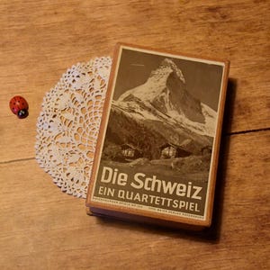 altes Quartett "Die Schweiz" / Otto Maier Verlag Ravensburg / Kartenspiel / 60er / Mid Century / Spieleabend / Gesellschaftsspiel
