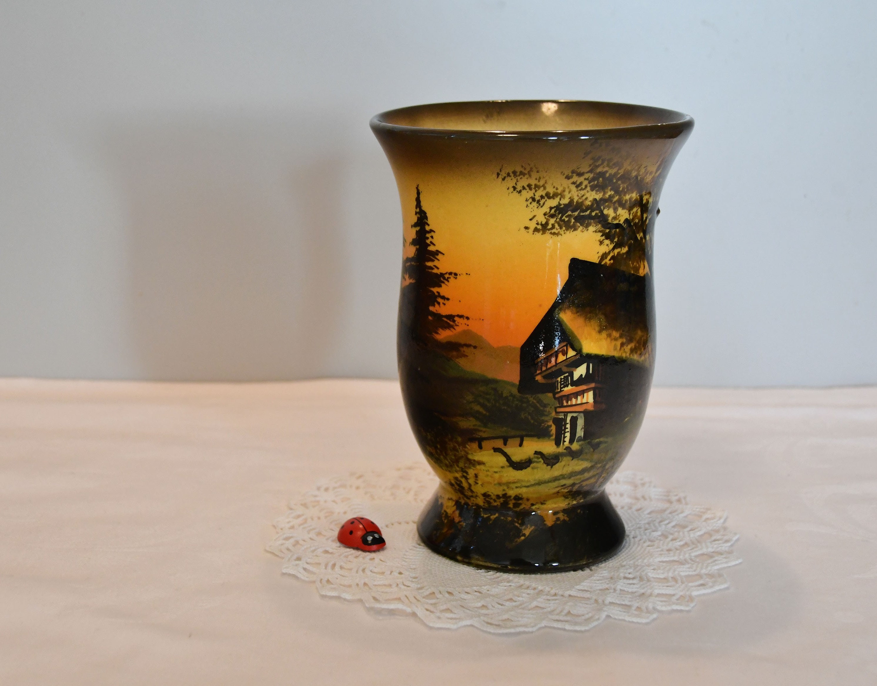 Vase SMF Schramberg / Schwarzwald / Keramik / handgemalt / 60er