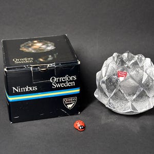 Orrefors Sweden Kerzenhalter "Artischocke" Nimbus / Kristallglas / OVP / Berit Johansson / Vintage / Wohndeko / Tischdeko / Xmas