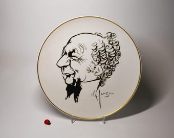 Sammelteller "Walter Scheel" von KPM Berlin aus Porzellan / Wohndeko / Vintage / Ole Jensen / "Köpfe unserer Zeit" / 25,5cm / Gedenkteller