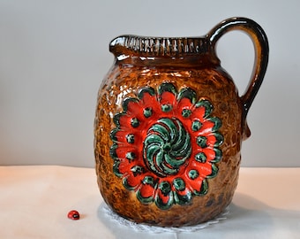Vase Dümler Breiden Relief 53/21 / Handle Vase / 60s 70s / Fat Lava / West German Pottery / Vintage / Flower Vase / Retro