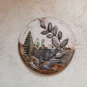 Wall plaque by Ruscha Art made of ceramic / relief decoration / 28.5 cm diameter / 1970s / West German Pottery / vintage / home decor / studio ceramics