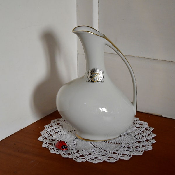 Alka Kunst Henkelvase "Schwangere Luise" aus Porzellan mit Goldrand / 14,5cm hoch / 60er / Mid Century / Tischdeko / Vintage / Retro