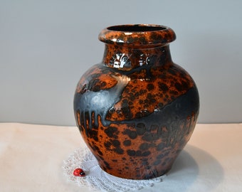Vase Scheurich 291-20 / Ceramic / Fat Lava / 60s 70s / West German Pottery / orange-black / flower vase / vintage / retro